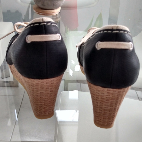 Clarks Originals Womens Wedge Closed Toe Sandals Espadrilles Size 6 Black - Picture 4 of 10